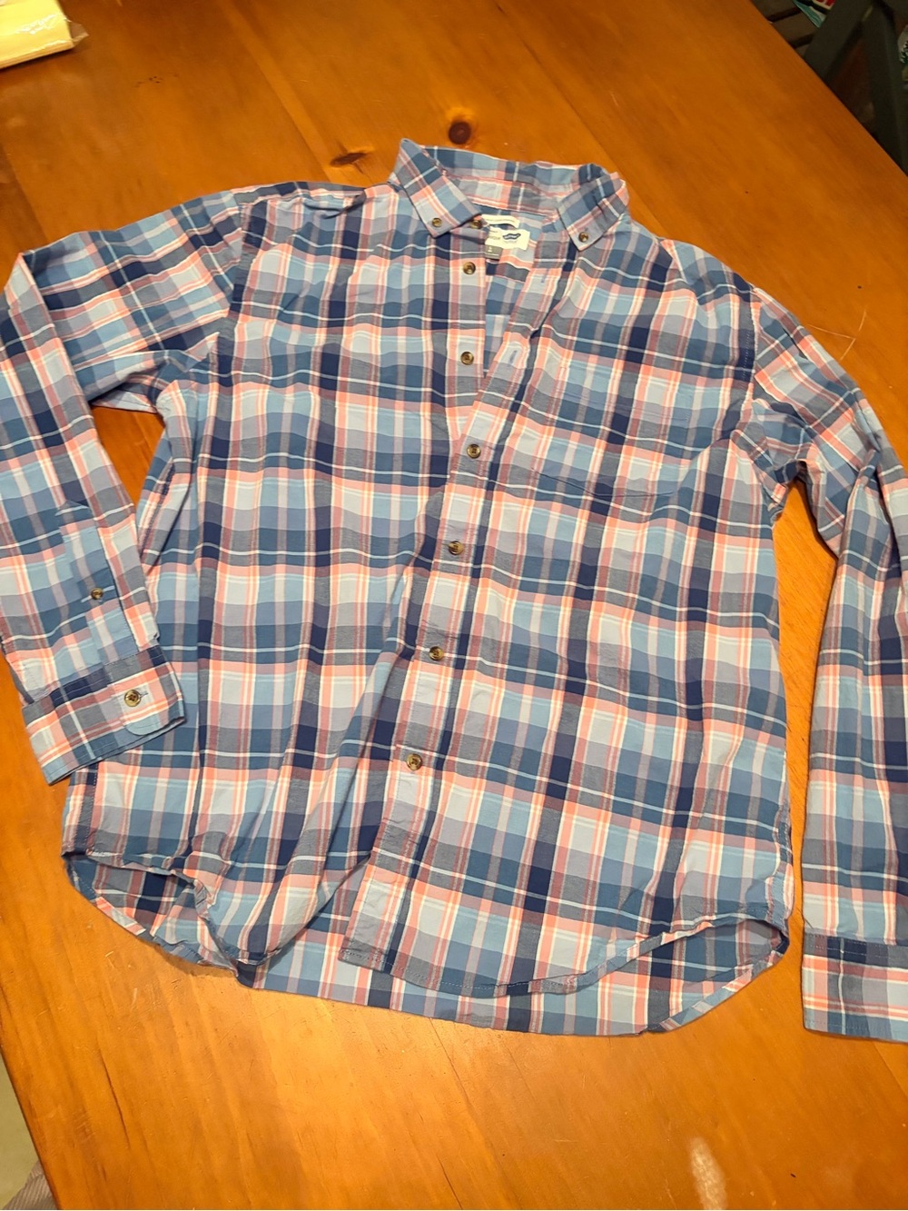 Classic men’s Blue Plaid Button-Up Shirt